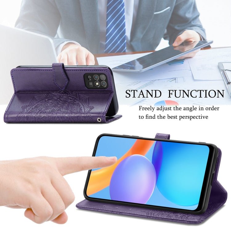 For Honor Play 5T Mandala Flower Embossed Horizontal Flip Leather Case with Bracket / Card Slot / Wallet / Lanyard