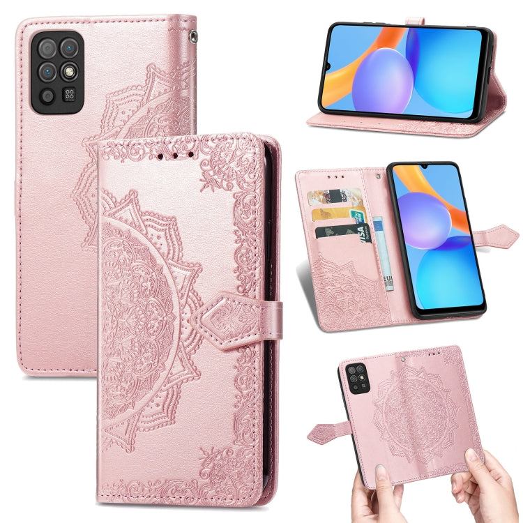 For Honor Play 5T Mandala Flower Embossed Horizontal Flip Leather Case with Bracket / Card Slot / Wallet / Lanyard