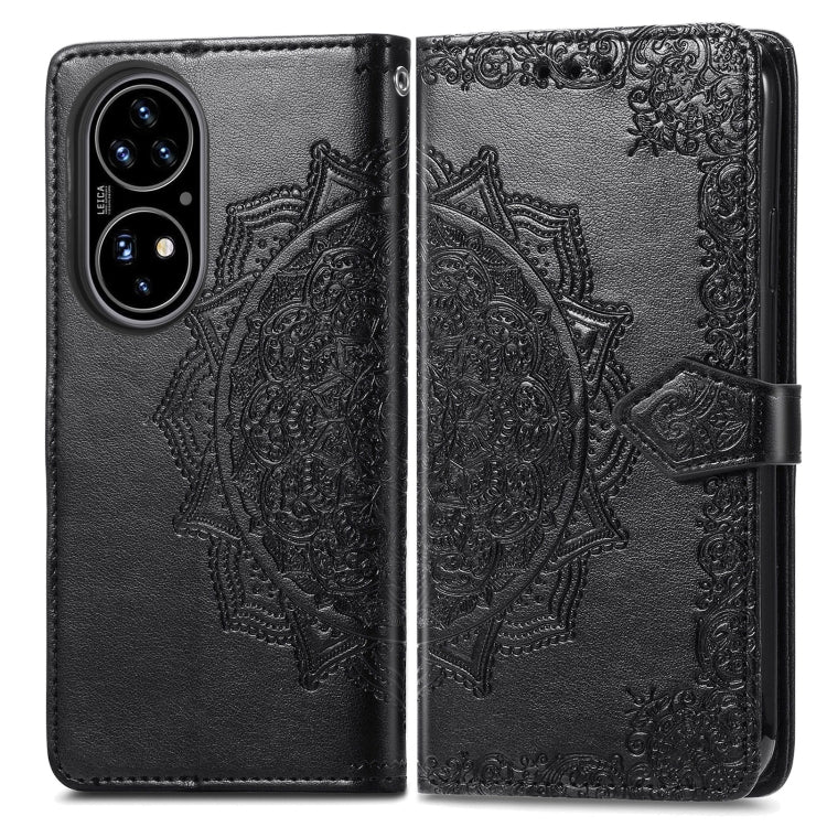 For Huawei P50 Mandala Flower Embossed Horizontal Flip Leather Case with Bracket / Card Slot / Wallet / Lanyard