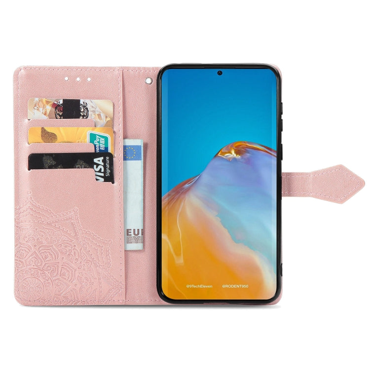 For Huawei P50 Mandala Flower Embossed Horizontal Flip Leather Case with Bracket / Card Slot / Wallet / Lanyard