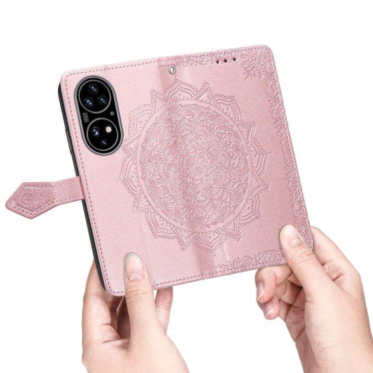 For Huawei P50 Mandala Flower Embossed Horizontal Flip Leather Case with Bracket / Card Slot / Wallet / Lanyard