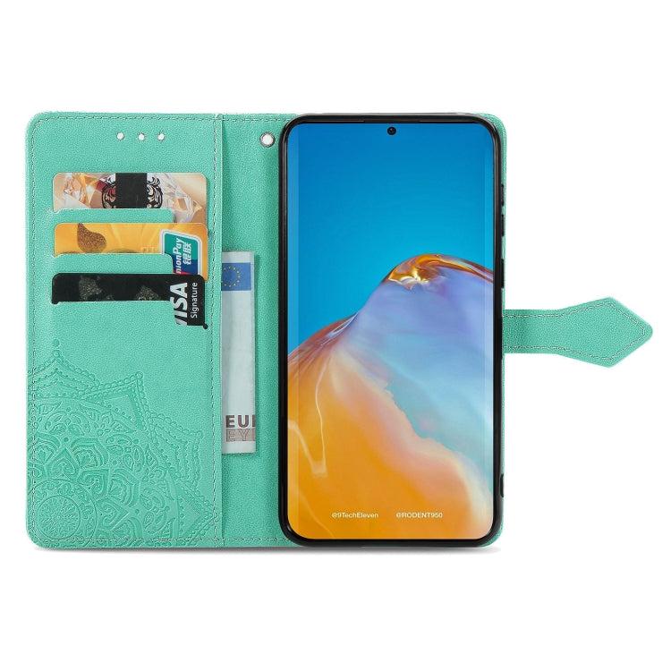 For Huawei P50 Mandala Flower Embossed Horizontal Flip Leather Case with Bracket / Card Slot / Wallet / Lanyard