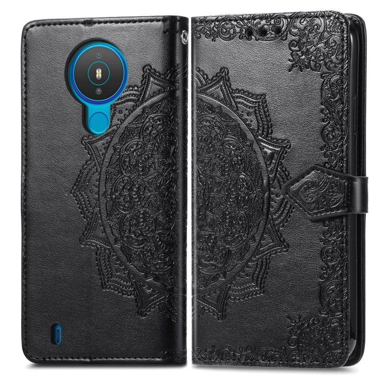 For Nokia 1.4 Mandala Flower Embossed Horizontal Flip Leather Case with Bracket / Card Slot / Wallet / Lanyard
