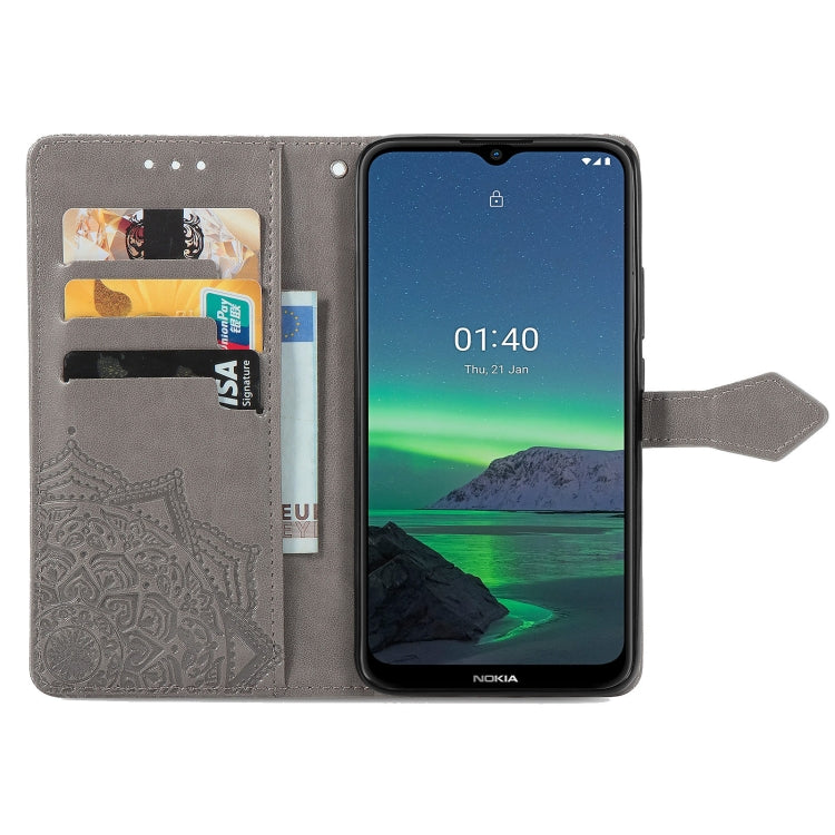 For Nokia 1.4 Mandala Flower Embossed Horizontal Flip Leather Case with Bracket / Card Slot / Wallet / Lanyard