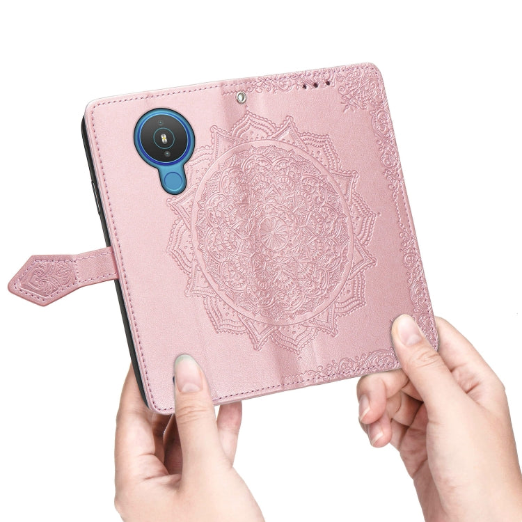For Nokia 1.4 Mandala Flower Embossed Horizontal Flip Leather Case with Bracket / Card Slot / Wallet / Lanyard