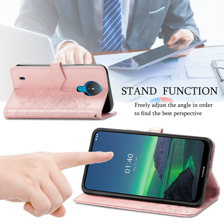 For Nokia 1.4 Mandala Flower Embossed Horizontal Flip Leather Case with Bracket / Card Slot / Wallet / Lanyard