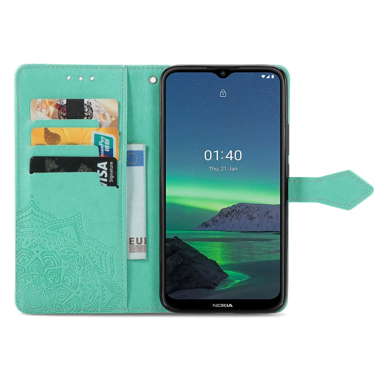 For Nokia 1.4 Mandala Flower Embossed Horizontal Flip Leather Case with Bracket / Card Slot / Wallet / Lanyard