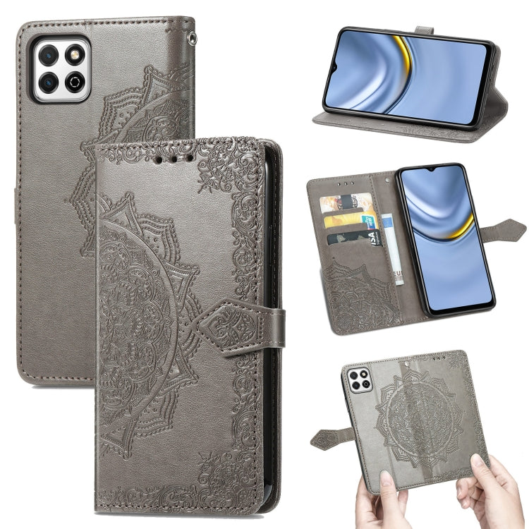 For Huawei Enjoy 20 5G Mandala Flower Embossed Horizontal Flip Leather Case with Bracket / Card Slot / Wallet / Lanyard