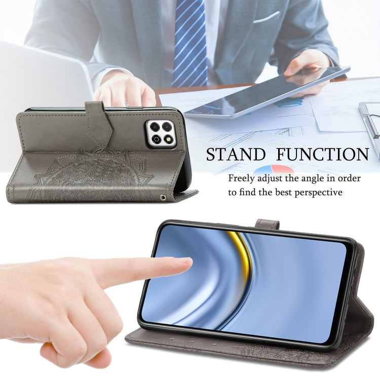 For Huawei Enjoy 20 5G Mandala Flower Embossed Horizontal Flip Leather Case with Bracket / Card Slot / Wallet / Lanyard