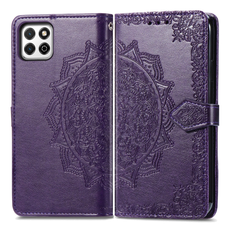 For Huawei Enjoy 20 5G Mandala Flower Embossed Horizontal Flip Leather Case with Bracket / Card Slot / Wallet / Lanyard