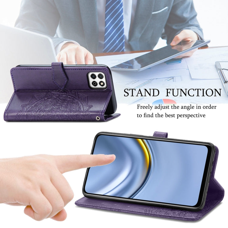 For Huawei Enjoy 20 5G Mandala Flower Embossed Horizontal Flip Leather Case with Bracket / Card Slot / Wallet / Lanyard