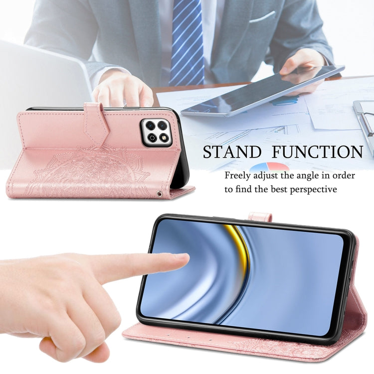 For Huawei Enjoy 20 5G Mandala Flower Embossed Horizontal Flip Leather Case with Bracket / Card Slot / Wallet / Lanyard