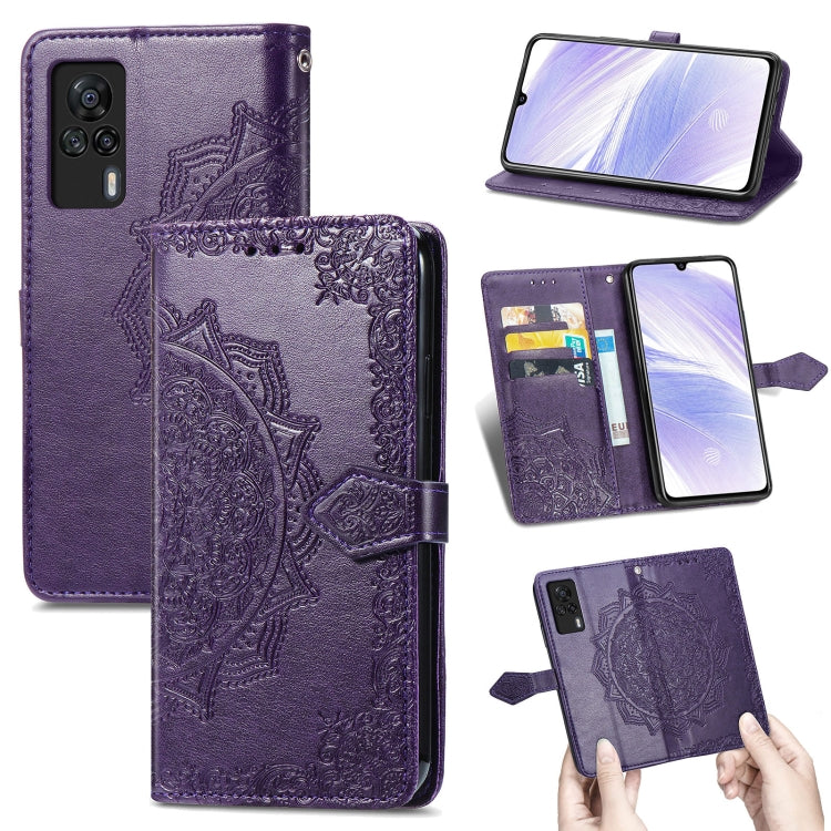 For Vivo S9e Mandala Flower Embossed Horizontal Flip Leather Case with Bracket / Card Slot / Wallet / Lanyard