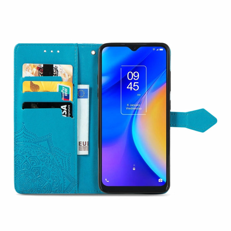 For TCL 20 SE Mandala Flower Embossed Horizontal Flip Leather Case with Bracket / Card Slot / Wallet / Lanyard