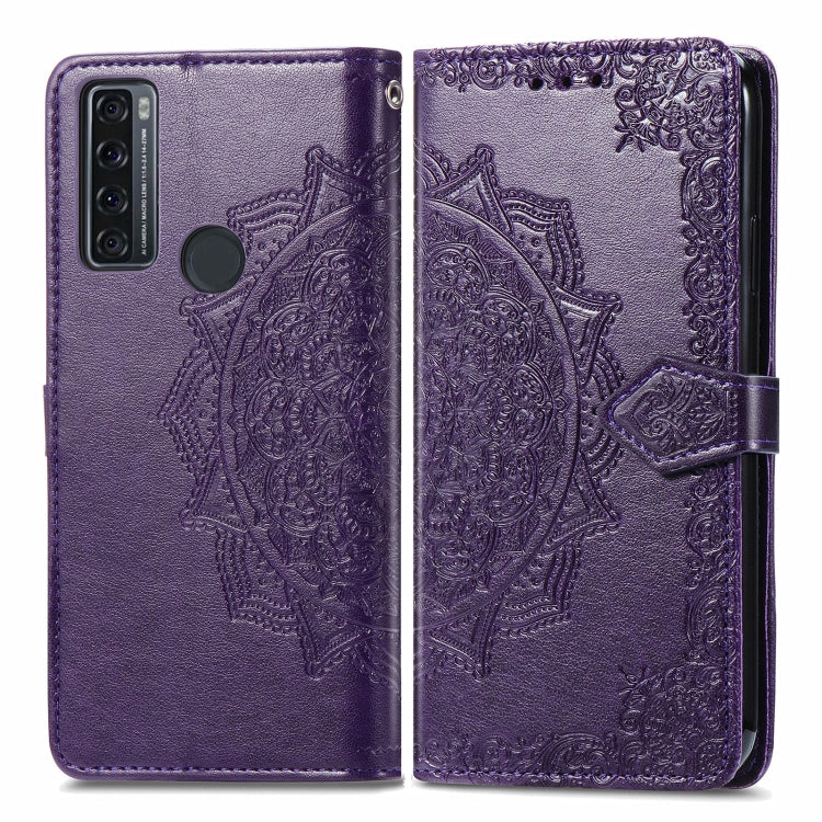 For TCL 20 SE Mandala Flower Embossed Horizontal Flip Leather Case with Bracket / Card Slot / Wallet / Lanyard