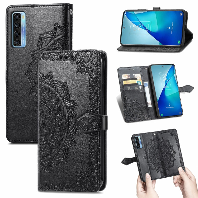 For TCL 20S Mandala Flower Embossed Horizontal Flip Leather Case with Bracket / Card Slot / Wallet / Lanyard