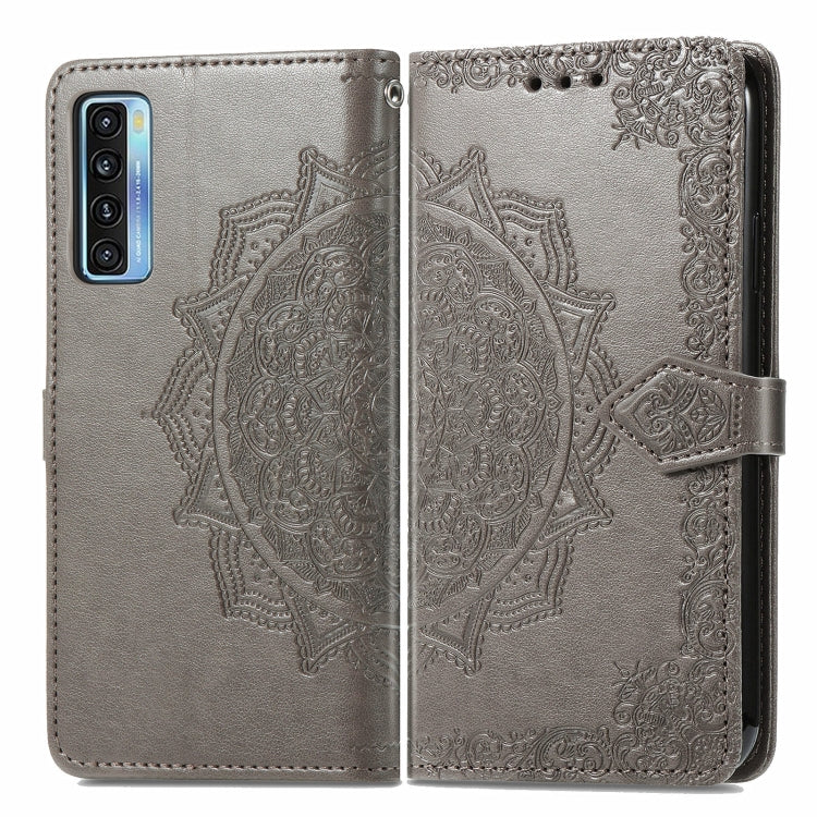 For TCL 20S Mandala Flower Embossed Horizontal Flip Leather Case with Bracket / Card Slot / Wallet / Lanyard