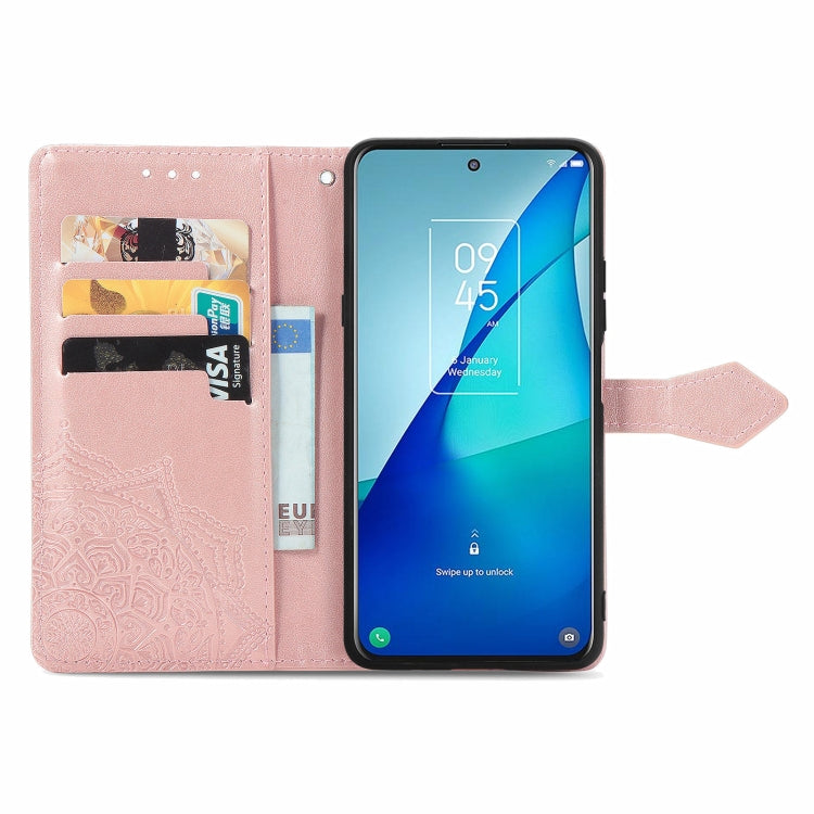 For TCL 20S Mandala Flower Embossed Horizontal Flip Leather Case with Bracket / Card Slot / Wallet / Lanyard