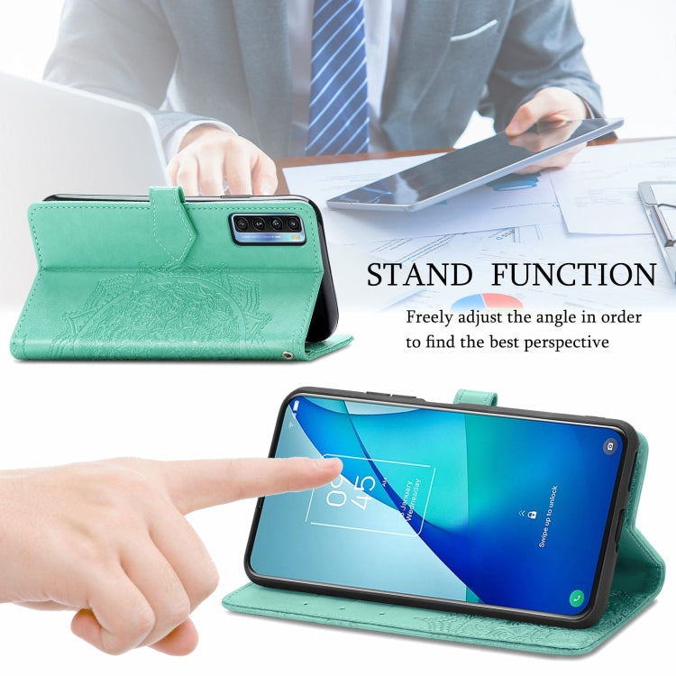 For TCL 20S Mandala Flower Embossed Horizontal Flip Leather Case with Bracket / Card Slot / Wallet / Lanyard
