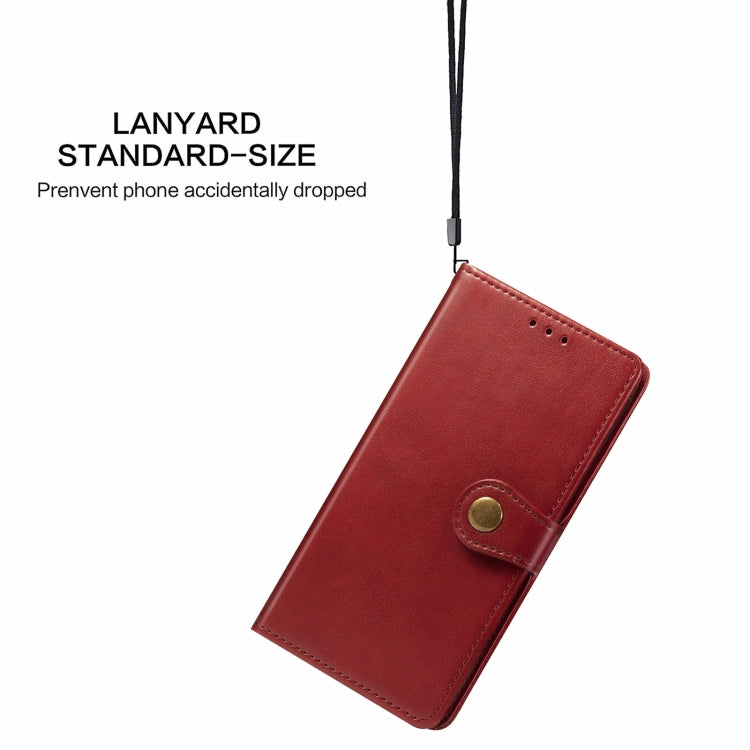 For iPhone 13 Pro Max  Solid Color Leather Buckle Phone Case with Lanyard & Photo Frame & Card Slot & Wallet & Stand Function