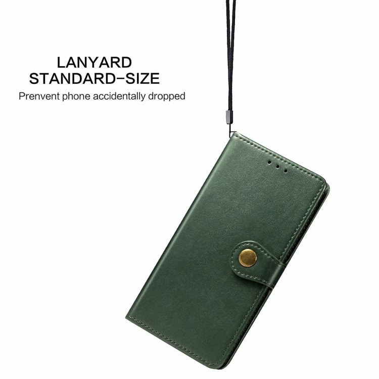 For iPhone 13 Pro Solid Color Leather Buckle Phone Case with Lanyard & Photo Frame & Card Slot & Wallet & Stand Function
