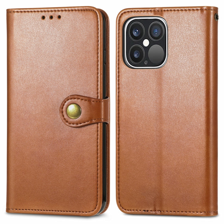 For iPhone 13 Pro Solid Color Leather Buckle Phone Case with Lanyard & Photo Frame & Card Slot & Wallet & Stand Function
