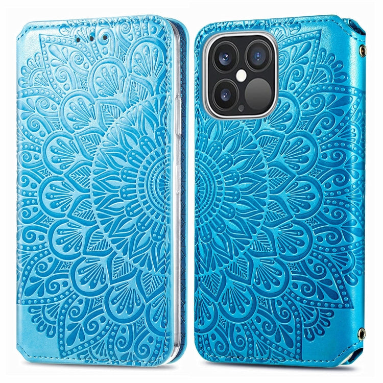 For iPhone 13 Pro Max  Blooming Mandala Embossed Pattern Magnetic Horizontal Flip Leather Case with Holder & Card Slots & Wallet