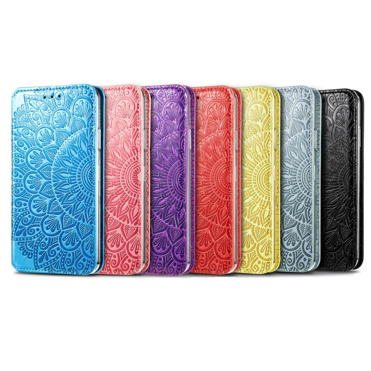 For iPhone 13 Pro Max  Blooming Mandala Embossed Pattern Magnetic Horizontal Flip Leather Case with Holder & Card Slots & Wallet