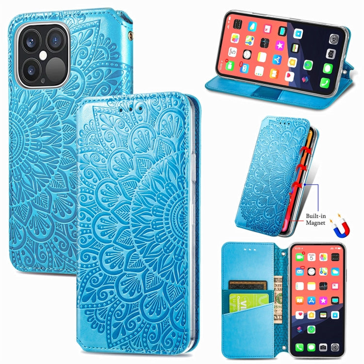 For iPhone 13 Pro Blooming Mandala Embossed Pattern Magnetic Horizontal Flip Leather Case with Holder & Card Slots & Wallet