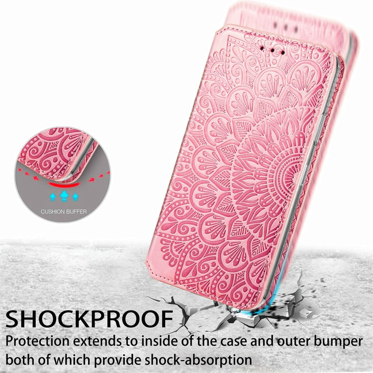 For iPhone 13 Blooming Mandala Embossed Pattern Magnetic Horizontal Flip Leather Case with Holder & Card Slots & Wallet