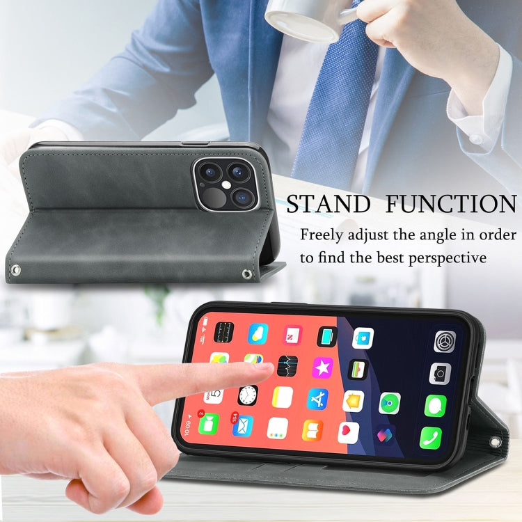 For iPhone 13 Pro Max  Retro Skin Feel Business Magnetic Horizontal Flip Leather Case With Holder & Card Slots & Wallet & Photo Frame