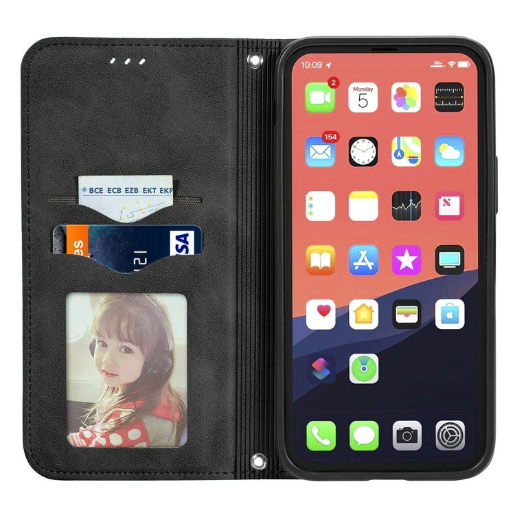 For iPhone 13 Retro Skin Feel Business Magnetic Horizontal Flip Leather Case With Holder & Card Slots & Wallet & Photo Frame