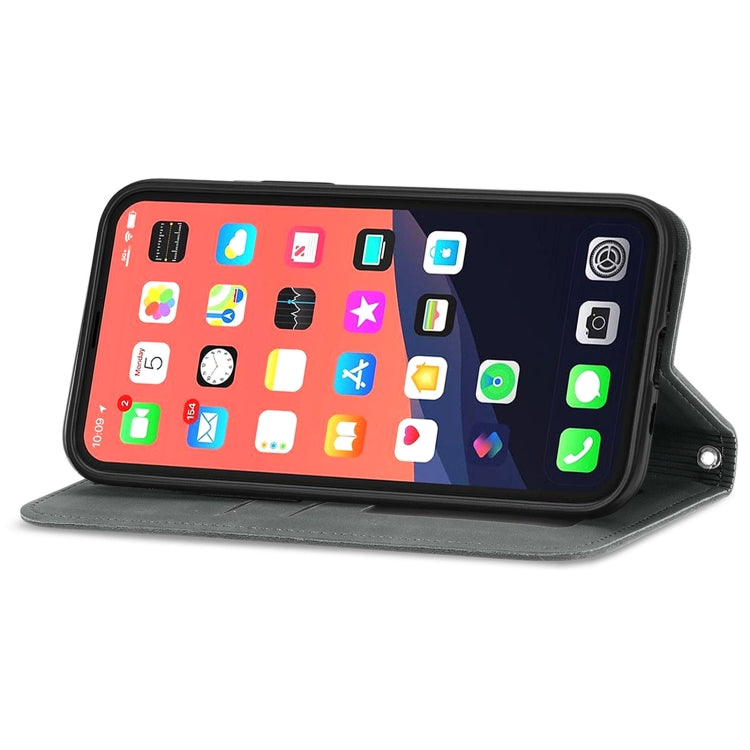 For iPhone 13 Retro Skin Feel Business Magnetic Horizontal Flip Leather Case With Holder & Card Slots & Wallet & Photo Frame