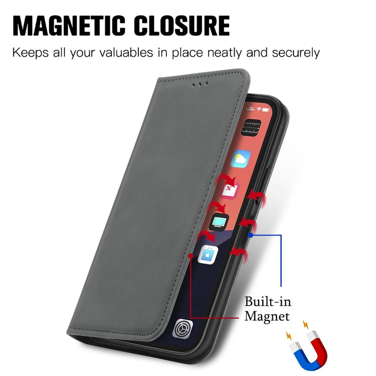 For iPhone 13 Retro Skin Feel Business Magnetic Horizontal Flip Leather Case With Holder & Card Slots & Wallet & Photo Frame
