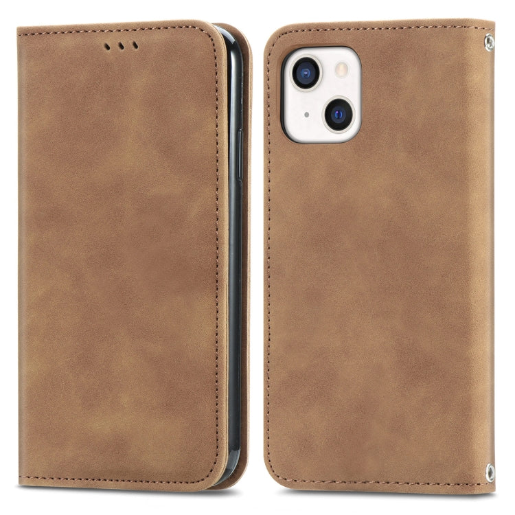 For iPhone 13 Retro Skin Feel Business Magnetic Horizontal Flip Leather Case With Holder & Card Slots & Wallet & Photo Frame