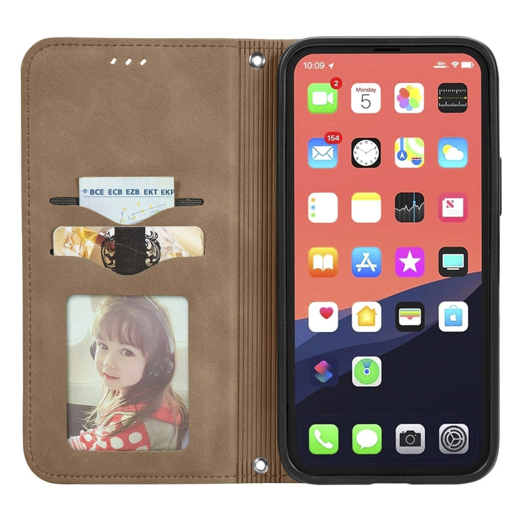 For iPhone 13 Retro Skin Feel Business Magnetic Horizontal Flip Leather Case With Holder & Card Slots & Wallet & Photo Frame