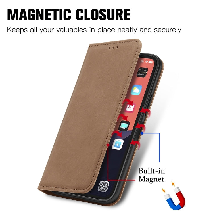 For iPhone 13 Retro Skin Feel Business Magnetic Horizontal Flip Leather Case With Holder & Card Slots & Wallet & Photo Frame