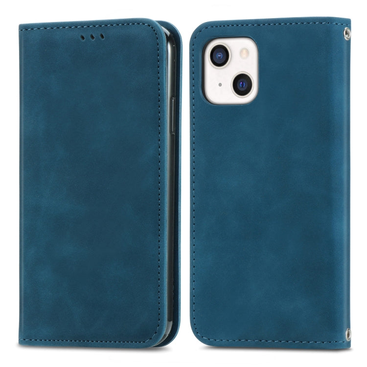 For iPhone 13 Retro Skin Feel Business Magnetic Horizontal Flip Leather Case With Holder & Card Slots & Wallet & Photo Frame