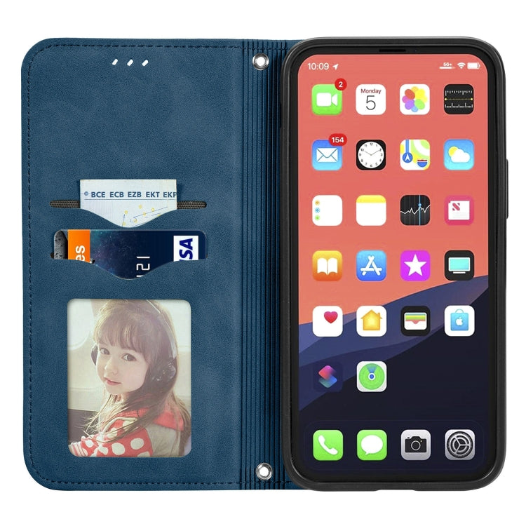 For iPhone 13 Retro Skin Feel Business Magnetic Horizontal Flip Leather Case With Holder & Card Slots & Wallet & Photo Frame