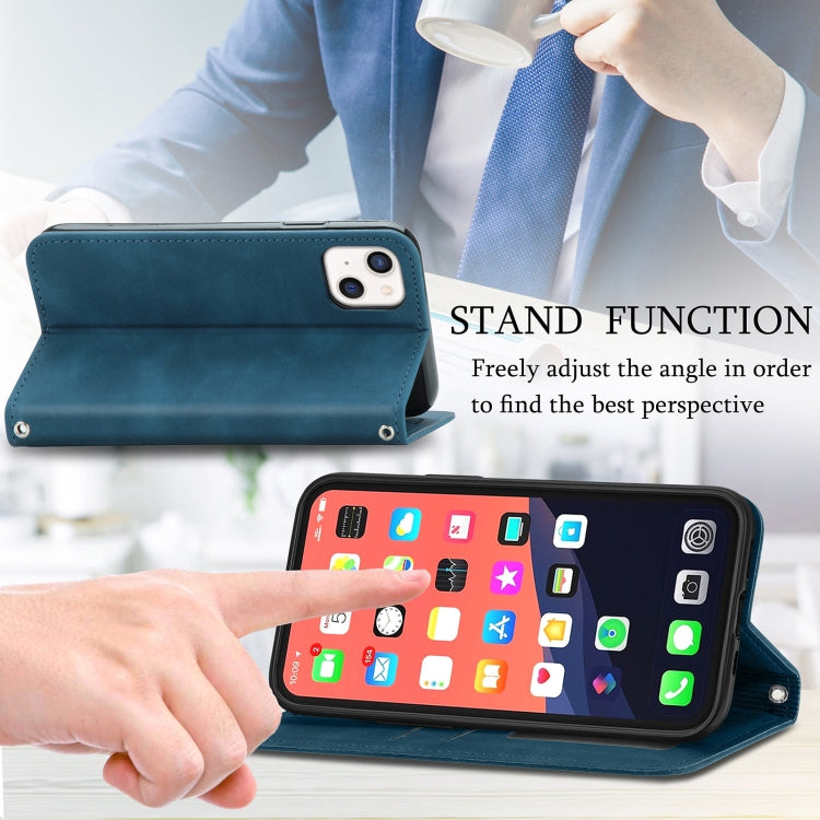 For iPhone 13 Retro Skin Feel Business Magnetic Horizontal Flip Leather Case With Holder & Card Slots & Wallet & Photo Frame