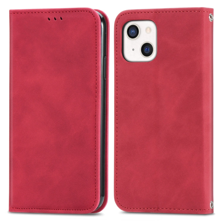 For iPhone 13 Retro Skin Feel Business Magnetic Horizontal Flip Leather Case With Holder & Card Slots & Wallet & Photo Frame