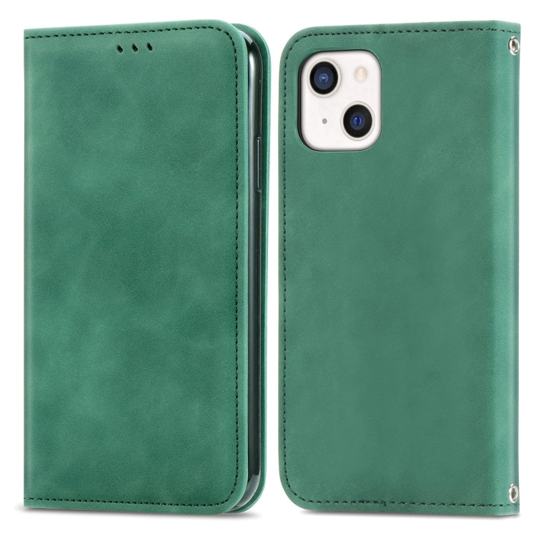 For iPhone 13 Retro Skin Feel Business Magnetic Horizontal Flip Leather Case With Holder & Card Slots & Wallet & Photo Frame