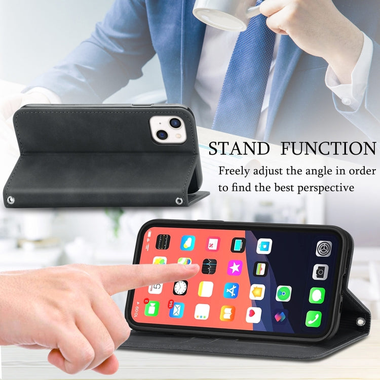 For iPhone 13 mini  Retro Skin Feel Business Magnetic Horizontal Flip Leather Case With Holder & Card Slots & Wallet & Photo Frame