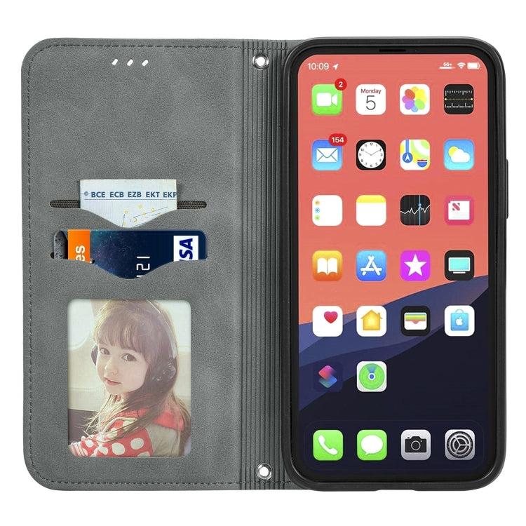 For iPhone 13 mini  Retro Skin Feel Business Magnetic Horizontal Flip Leather Case With Holder & Card Slots & Wallet & Photo Frame