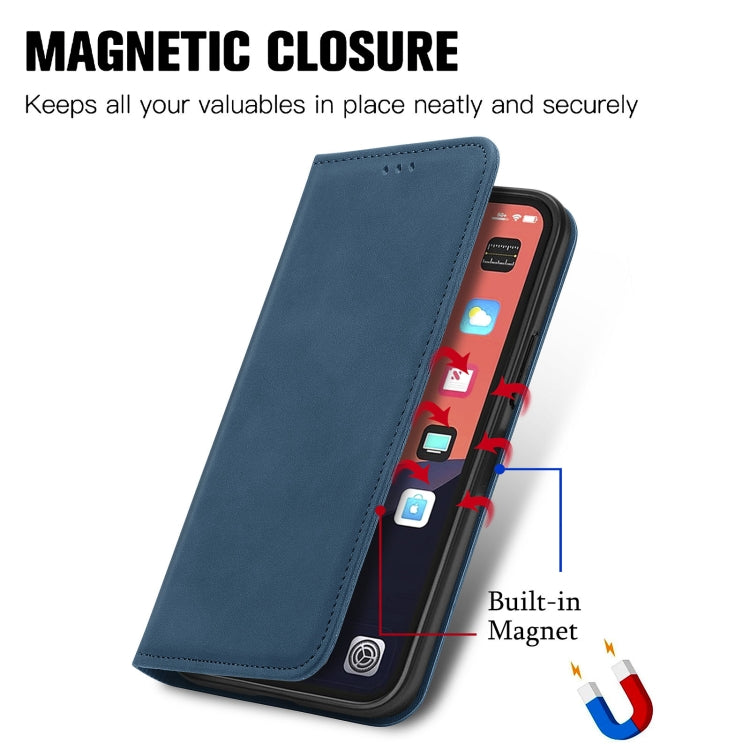 For iPhone 13 mini  Retro Skin Feel Business Magnetic Horizontal Flip Leather Case With Holder & Card Slots & Wallet & Photo Frame