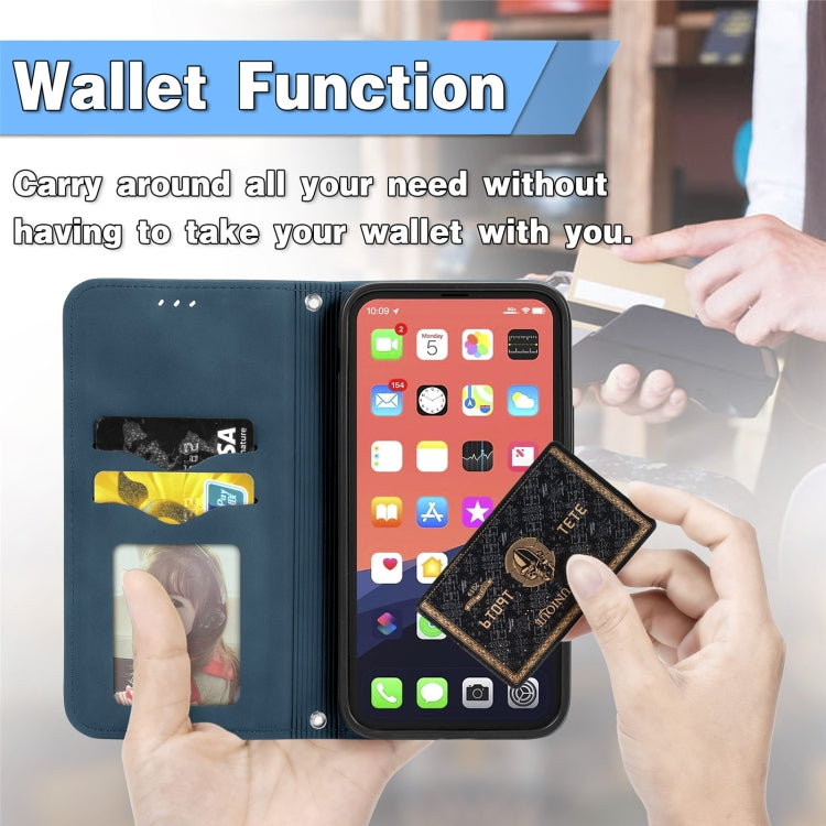 For iPhone 13 mini  Retro Skin Feel Business Magnetic Horizontal Flip Leather Case With Holder & Card Slots & Wallet & Photo Frame