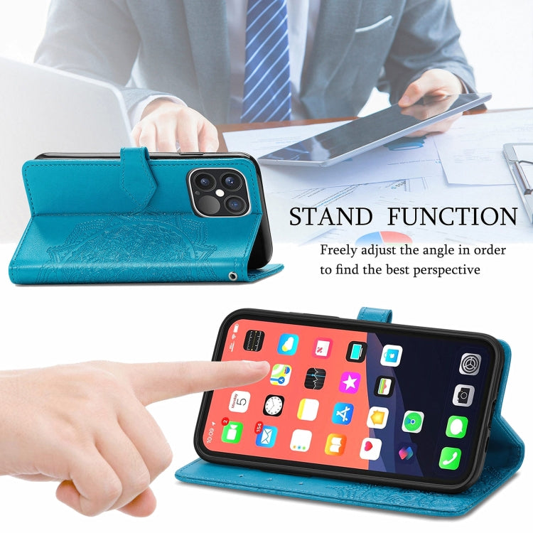 For iPhone 13 Pro Max Mandala Flower Embossed Horizontal Flip Leather Case with Holder & Three Card Slots & Wallet & Lanyard