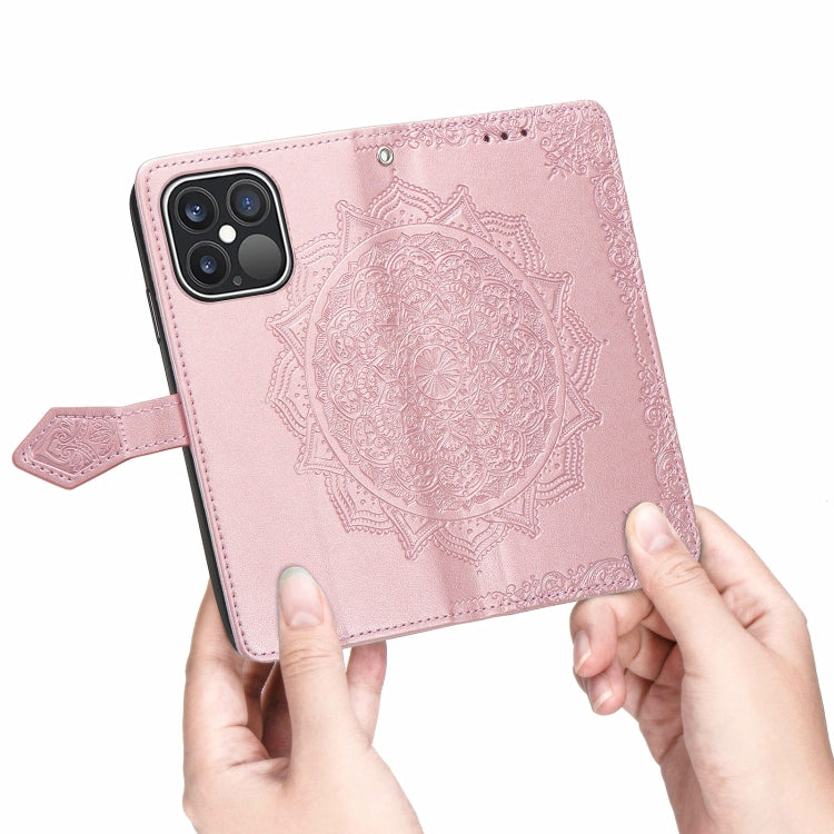 For iPhone 13 Pro Mandala Flower Embossed Horizontal Flip Leather Case with Holder & Three Card Slots & Wallet & Lanyard