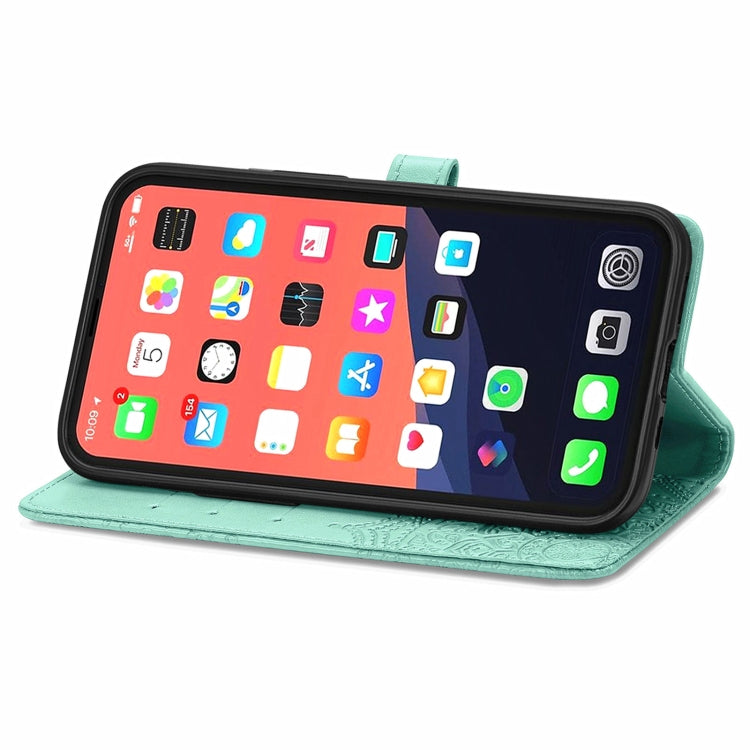 For iPhone 13 Pro Mandala Flower Embossed Horizontal Flip Leather Case with Holder & Three Card Slots & Wallet & Lanyard