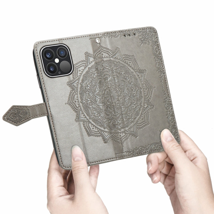 For iPhone 13 Pro Mandala Flower Embossed Horizontal Flip Leather Case with Holder & Three Card Slots & Wallet & Lanyard